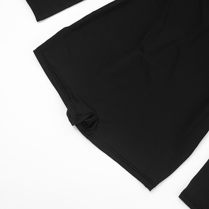 Women Clothing Summer Sexy Solid Color U Collar Backless Siamese Shorts