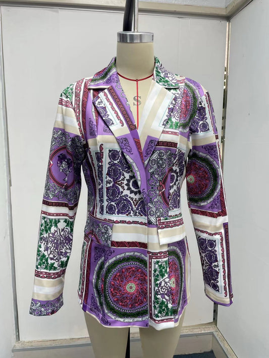 New Autumn Winter Long Sleeve Sexy Print Small Blazer