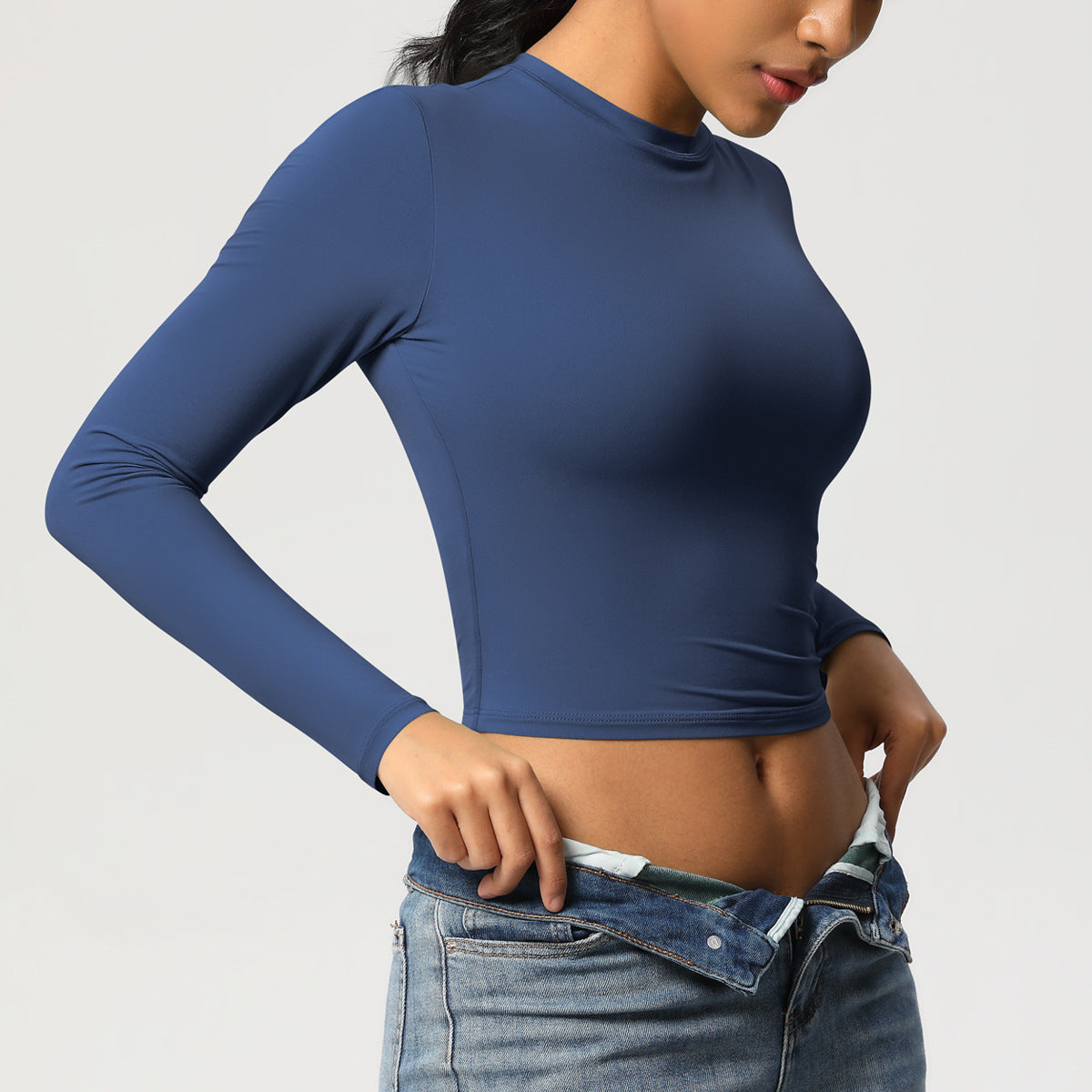 Nude Feel Tight Sports T shirt Quick Drying Breathable Long Sleeves Yoga Clothes Pilates Running Sports Fitness Long Sleeved Upper Garment