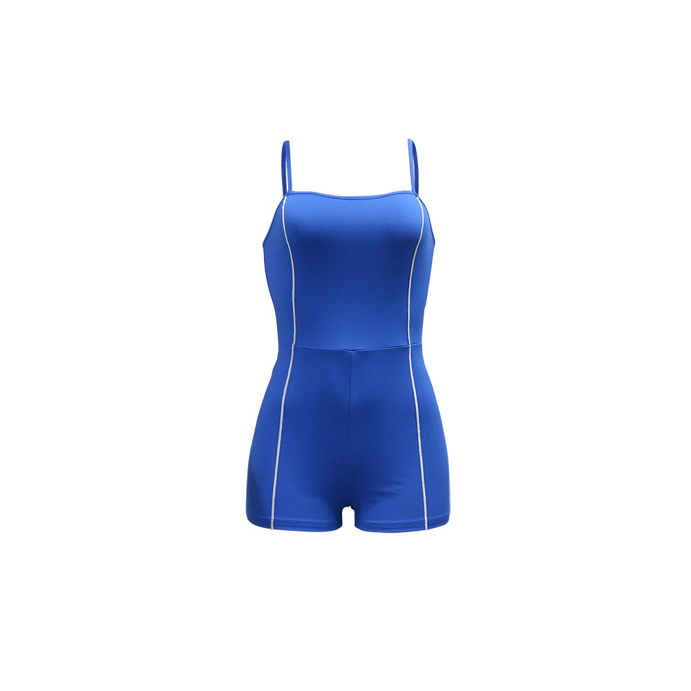 Summer Women Clothes Sexy Solid Color Tight Strap Jumpsuit