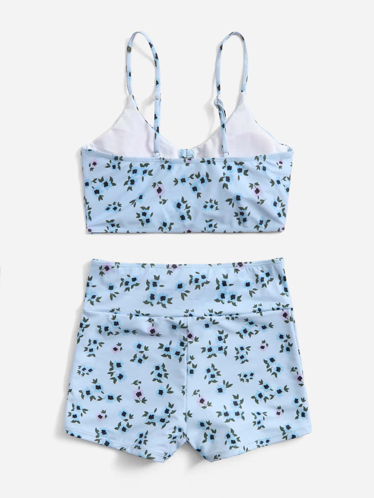 Swimsuit Women Split High Waist Boxer Floral Print Swimsuit