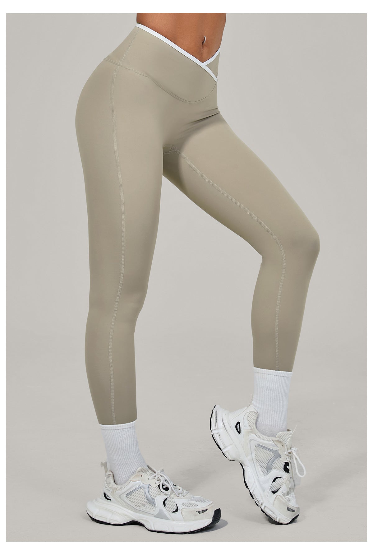 Nude Feel Skinny Yoga Pants Cross High Waist Contrast Color Tights Women Sports Running Fitness Pants