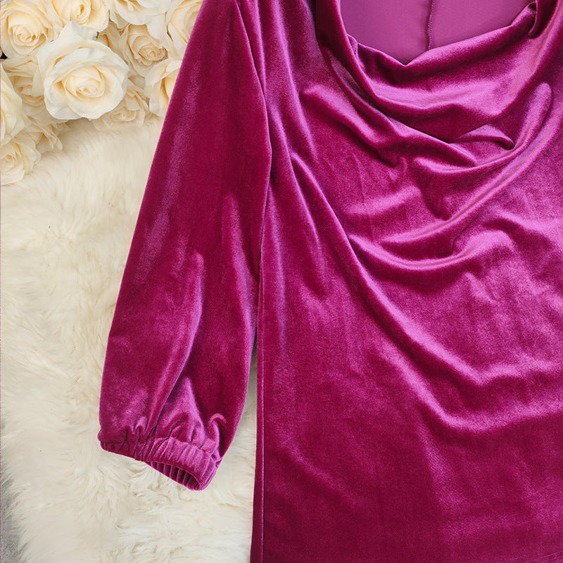 Autumn Solid Color Cool Long Sleeve Loose Korean Velvet Top