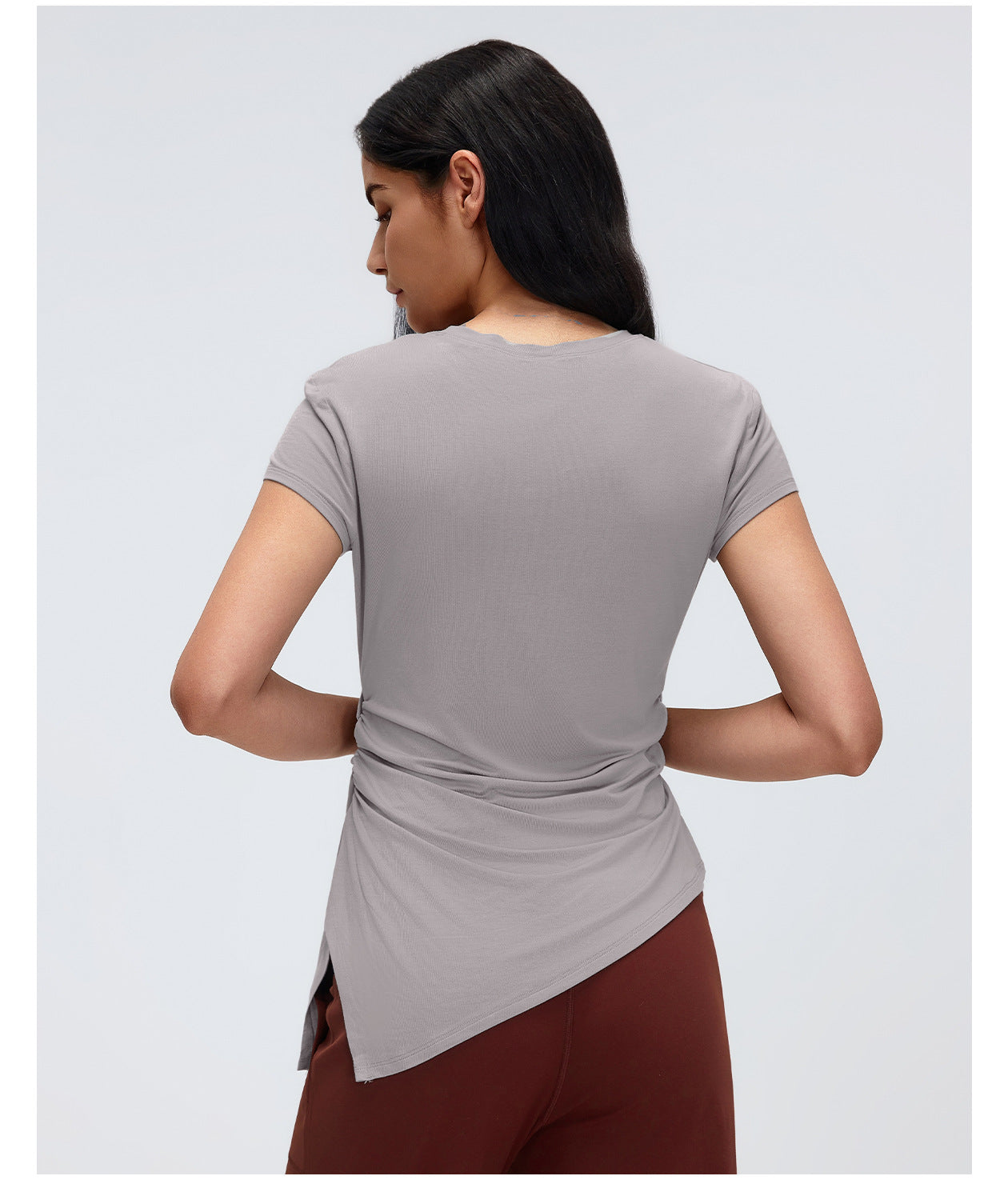 Summer round Neck Sports Short Sleeve Women Pleated Waist Tight Thin Yoga Wear Top Running Workout T shirt