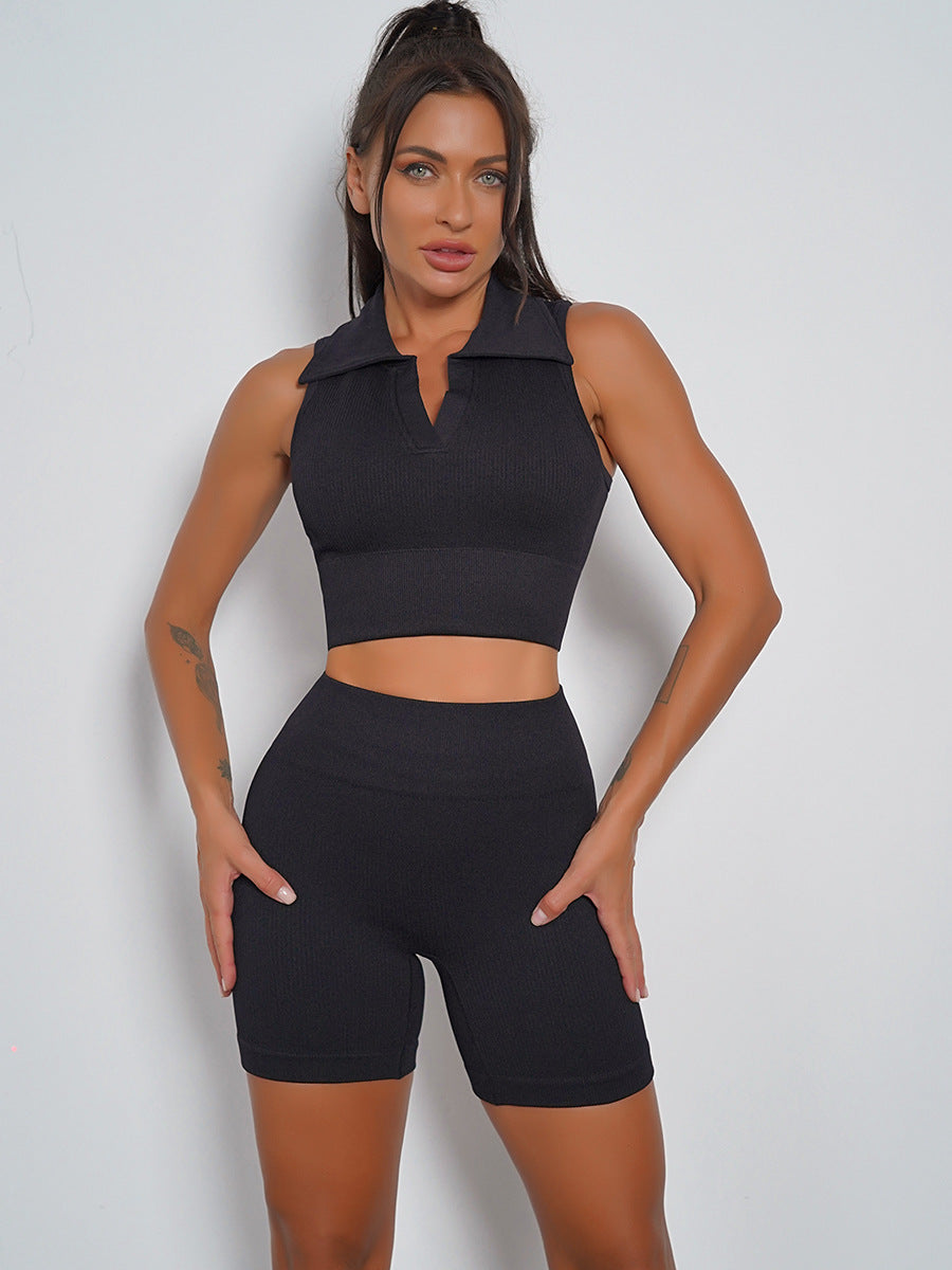 Sports Suit Quick Drying Seamless Yoga Clothes Sports Shockproof Yoga Bra Fitness Yoga Pants Breathable Shorts