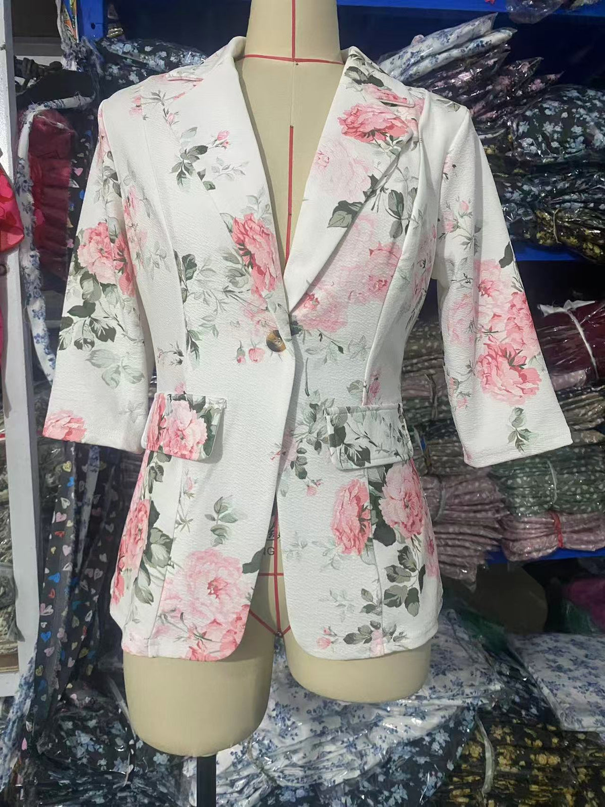 Refined Stylish Printed Small Blazers Turn down Collar Coat