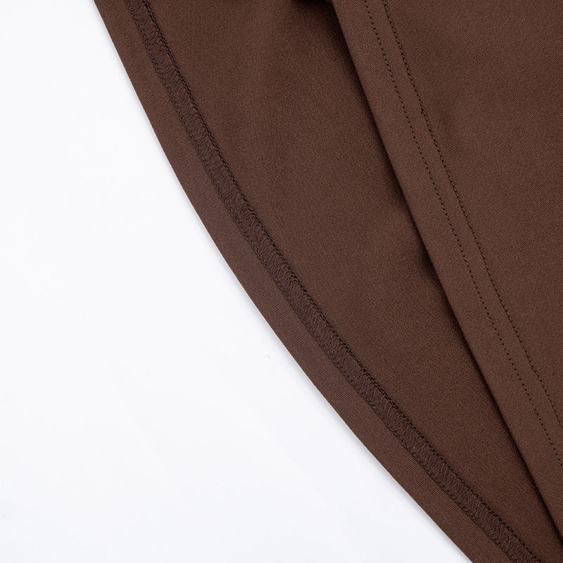 Women Clothing Spring Summer Solid Color round Neck Waist Sheath Pleated Dress