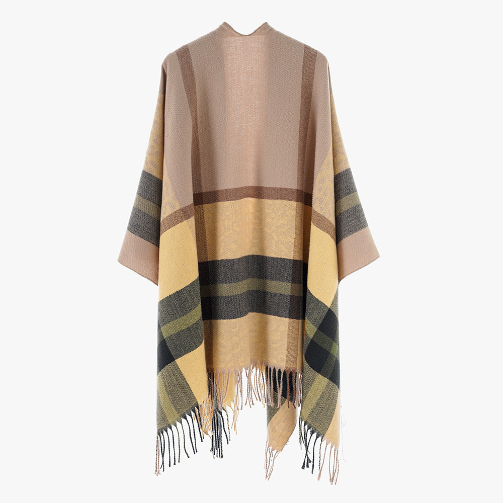 Arrival Shawl Women Plaid Shawl Cardigan Warm Tassel Outer Shawl