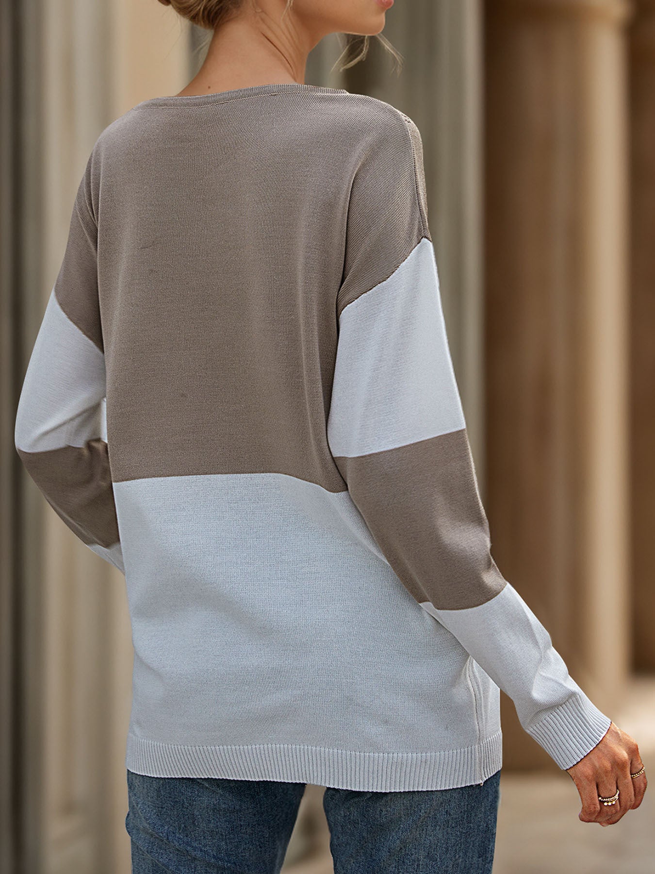 Loose Round Neck Base See through Mesh Knitted Sweater Women Casual Autumn