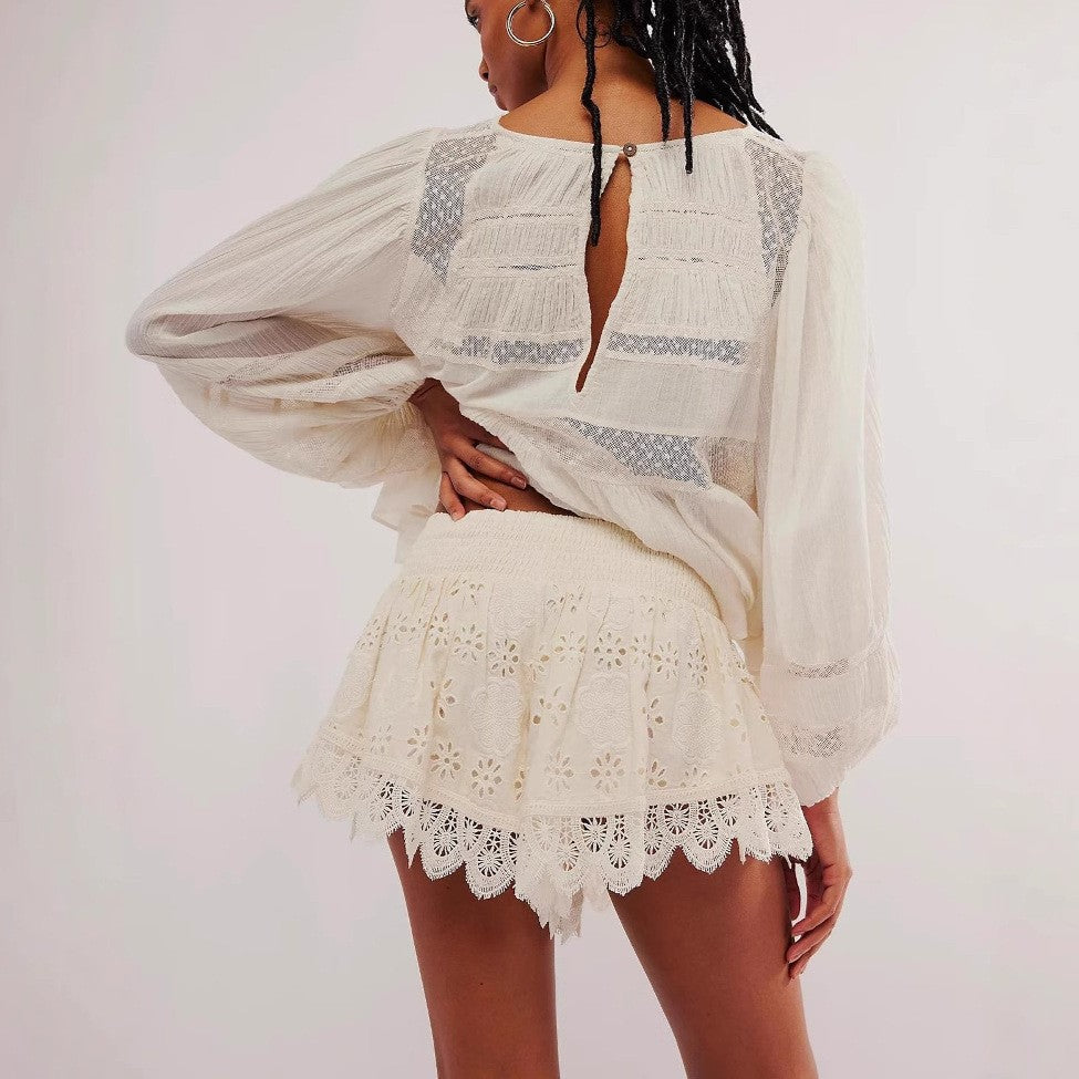 Cake Multi Layer Lace Short Culottes Pants Sexy High Waist Culottes