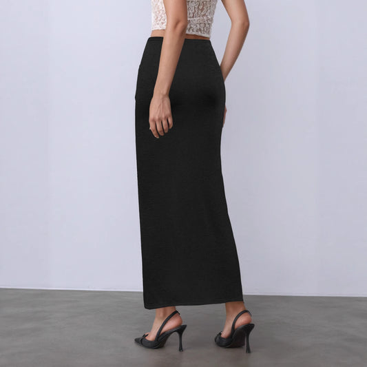 Women Long Solid Skirt Slim Fit Twisted Sexy Sheath Split Skirt