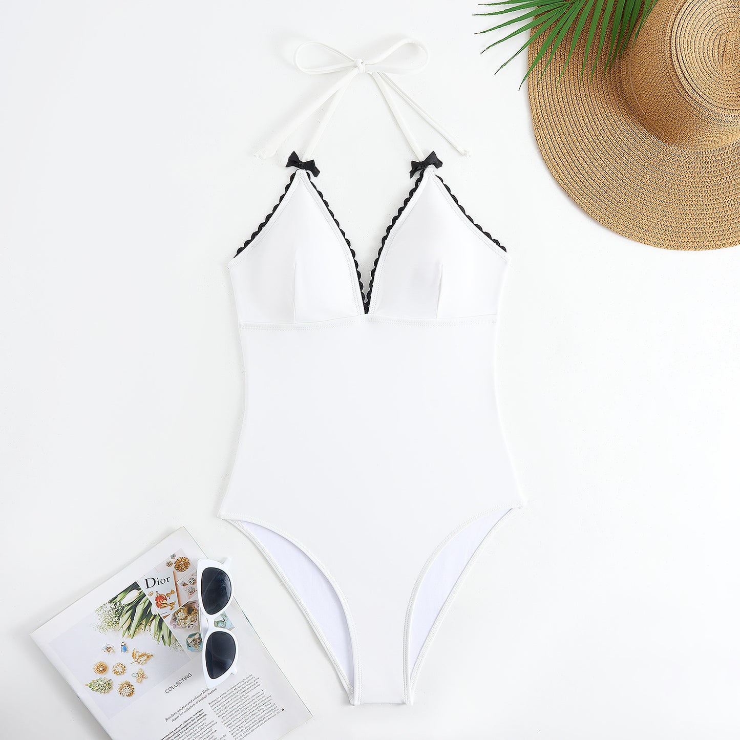 One Piece Swimsuit Women Black White Sexy Two Piece Sets Swimsuit Chiffon Dress