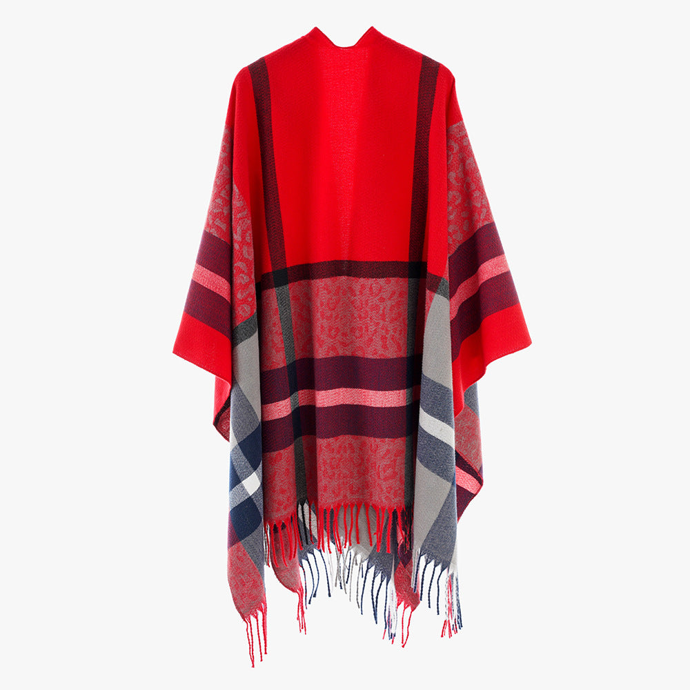 Arrival Shawl Women Plaid Shawl Cardigan Warm Tassel Outer Shawl