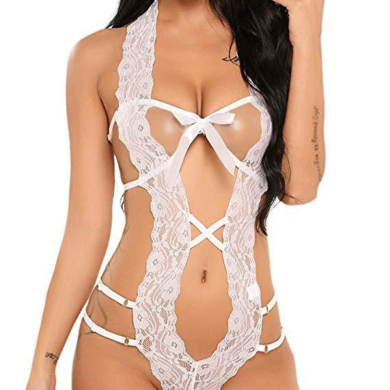 Sexy Lace Backless Bow Cropped Strap Sexy Lingerie