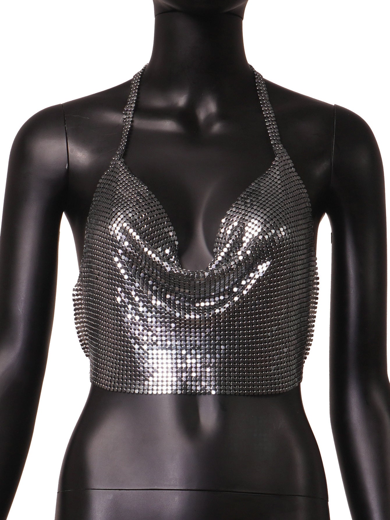 Fall Sexy Solid Color Metal Hollow Out Cutout Sling Women Top