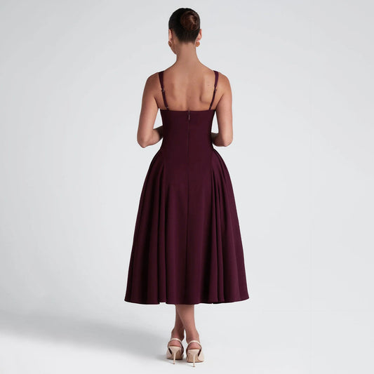 Women Spring Clothing French Square Collar Dress Retro Slim Fit Oversized Sling Dress