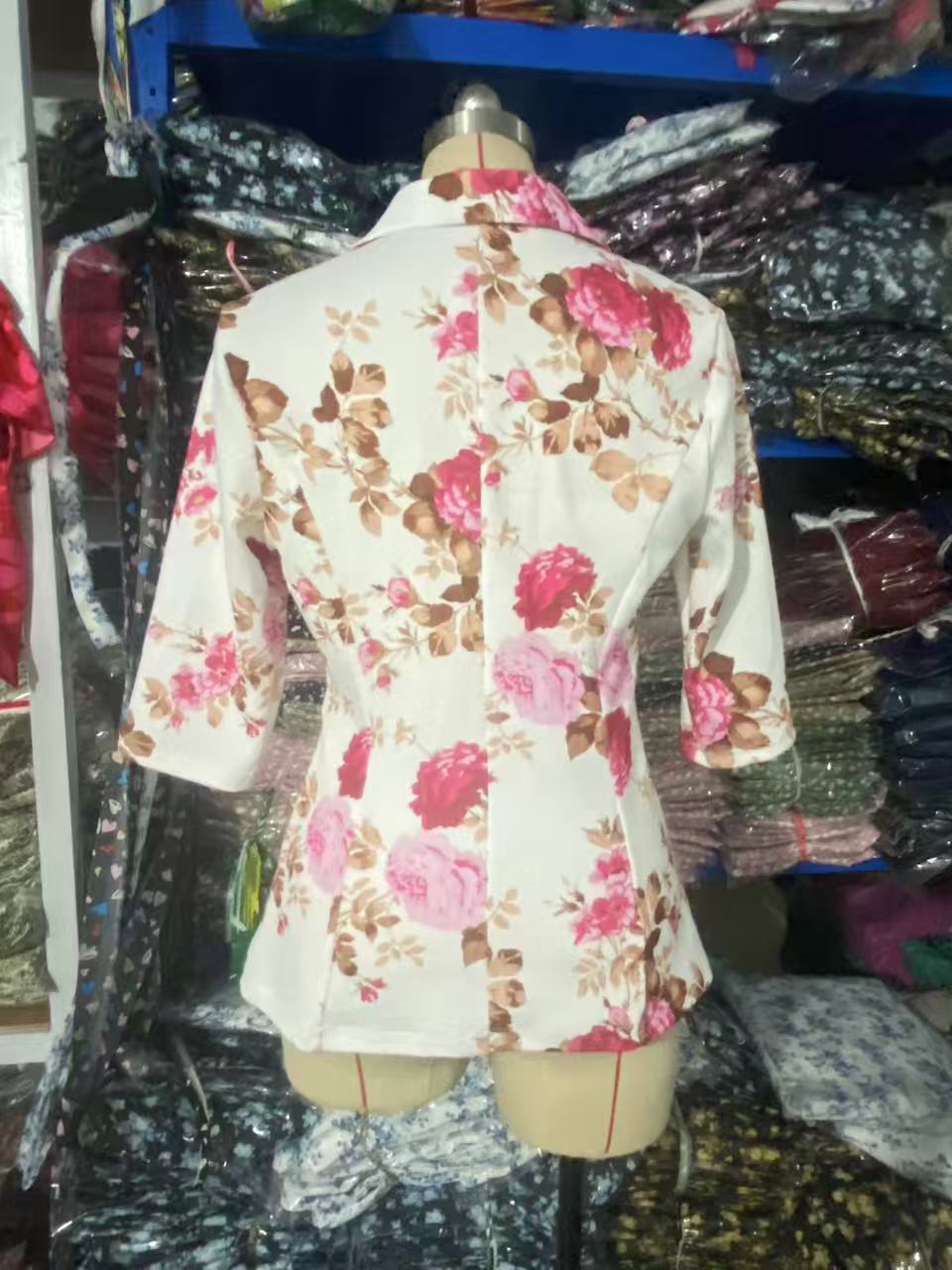 Refined Stylish Printed Small Blazers Turn down Collar Coat