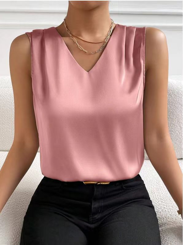 Women Satin Tank Top Office Vest Bottoming Top