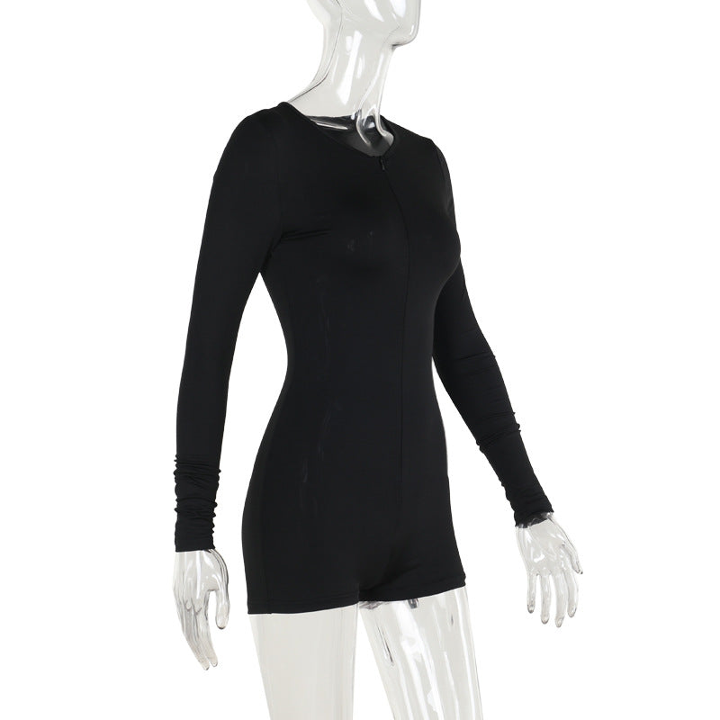 Women Clothing Summer Sexy V neck Tight Zipper Romper for Women