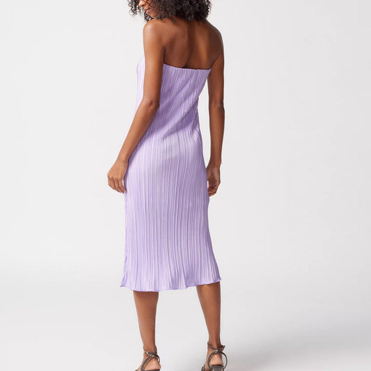 Solid Color Pleated Tube Top Backless Maxi Dress Summer Casual Loose Dress Women