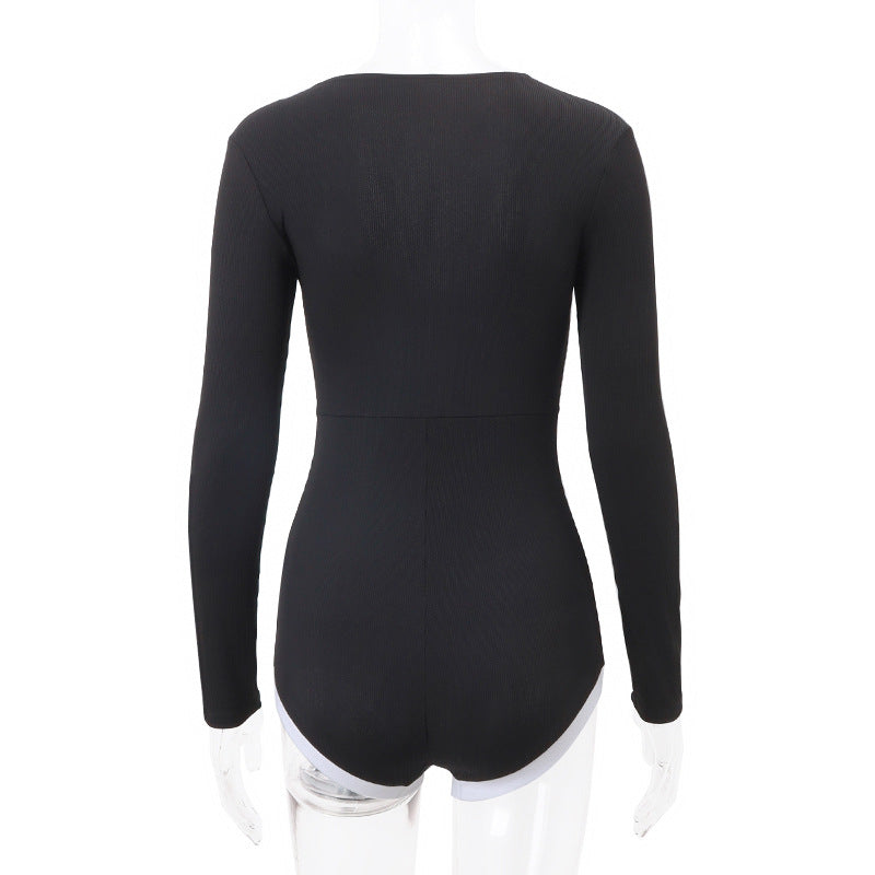 Women Clothing Autumn Sexy Girls Sexy Slim Waist Long Sleeve Jumpsuit Women