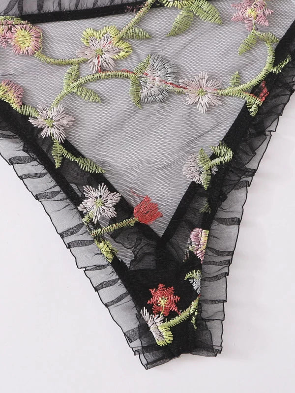 Sexy Lingerie Mesh See-through Lace Sexy Three-Point Sexy Sleepwear