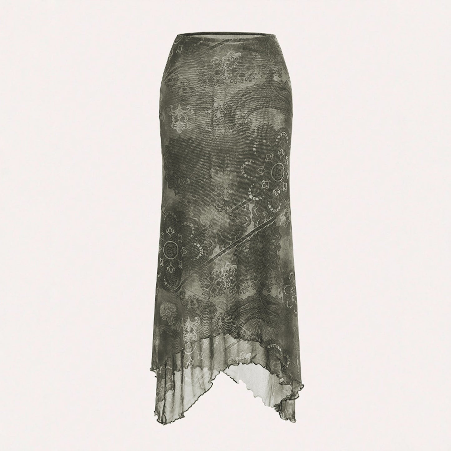 Vacation Skirt Sexy Slim Hip Irregular Asymmetric Double Layer Midi Skirt