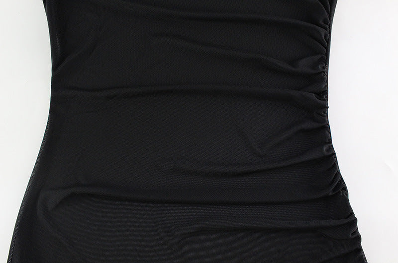 Elegant Women Clothing Mesh See through Sleeveless Slim Fit Sexy Dress Overskirt Long Blouse for Women