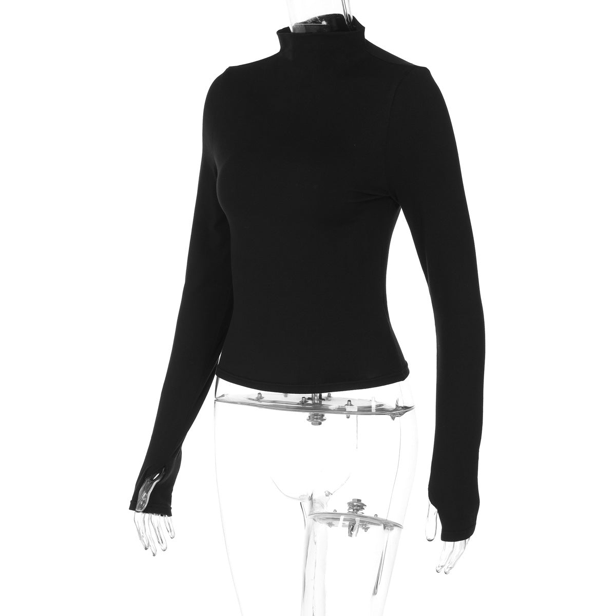 Women Clothing Summer Slim Fit Cropped Long Sleeved Knitted T shirt Top