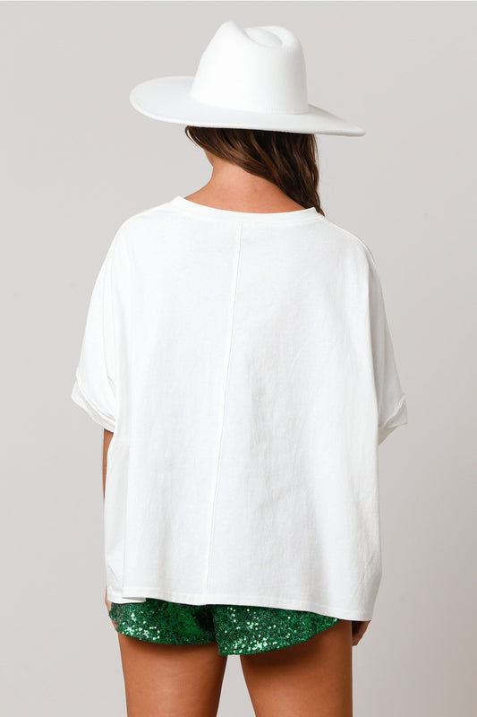 Spring St Patrick Sequined Top Loose T shirt Women