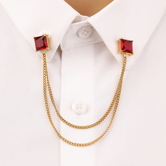 Arrival Square Zircon Stainless Steel Collar Pin High Grade Shirt Neckline Decorative Jewelry