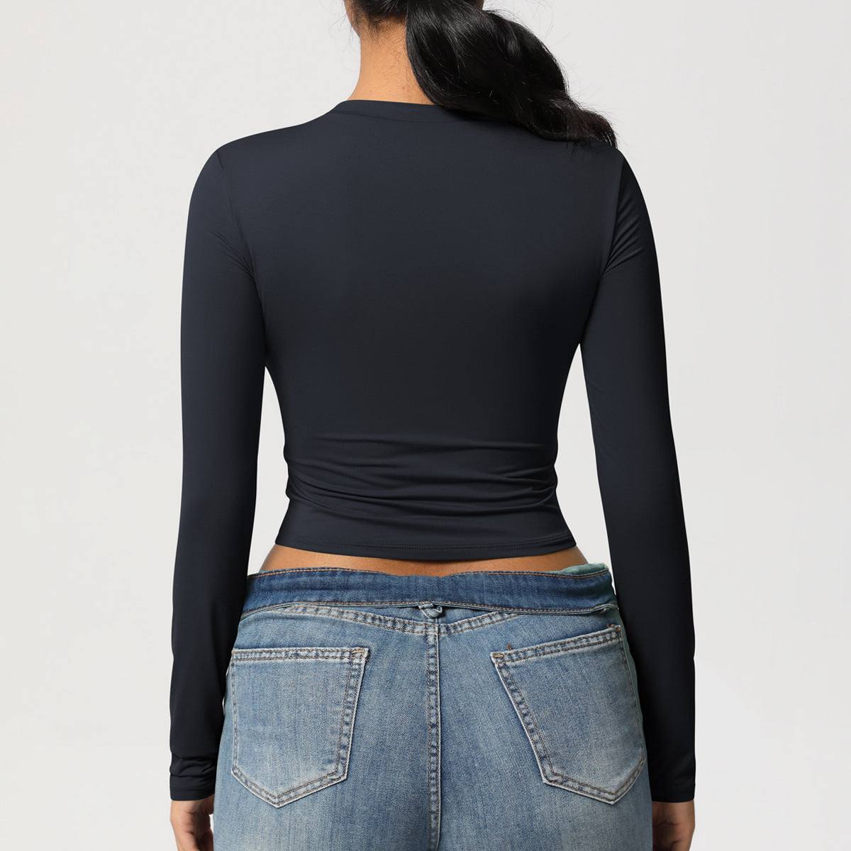 Nude Feel Tight Sports T shirt Quick Drying Breathable Long Sleeves Yoga Clothes Pilates Running Sports Fitness Long Sleeved Upper Garment