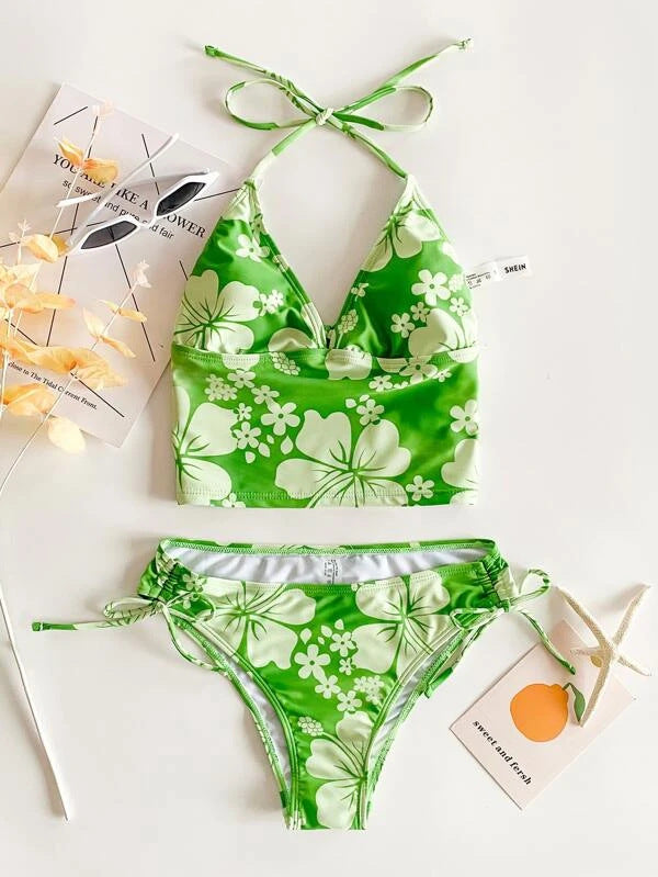 Swimsuit Lady Sexy Printed High Waist Bikini Split Swimsuit Bikini