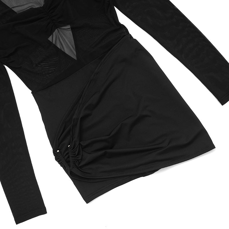 Autumn Winter Women Sexy Sexy Bare Back Slim Mesh Romper