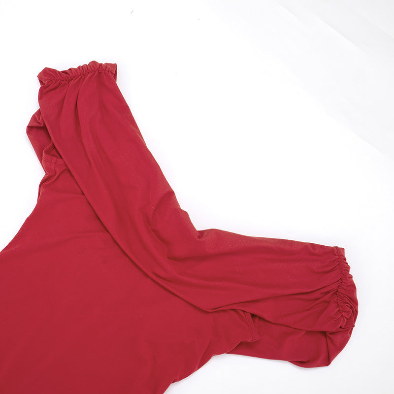 Women Clothing Spring Solid Color Sexy Pleated Sleeveless Slim Swing Collar Romper