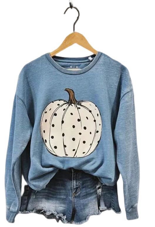 Ladies Cotton Halloween Limited Washed Worn Rib Stitching Thickening Sweatshirt