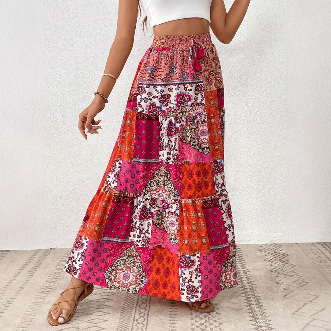 Skirt Vacation Printed Sexy Split Long Skirt Women