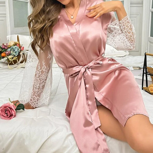 Sexy Lingerie Lace Perspective Backless Nightgown One Piece