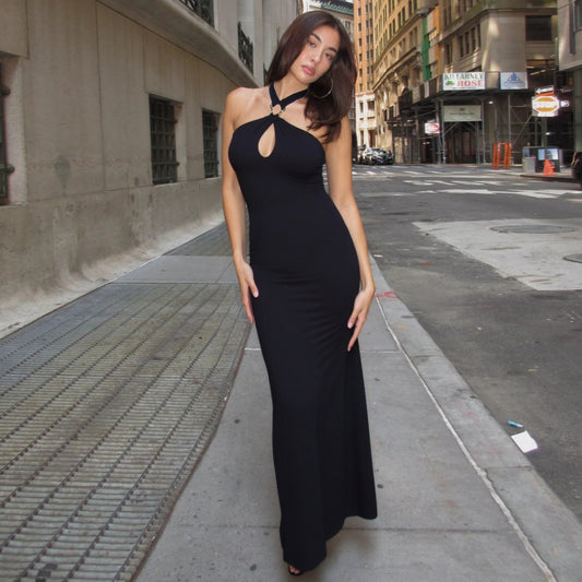 Women Clothing Summer Sexy off Shoulder High Waist Slim Solid Color Sheath Dress