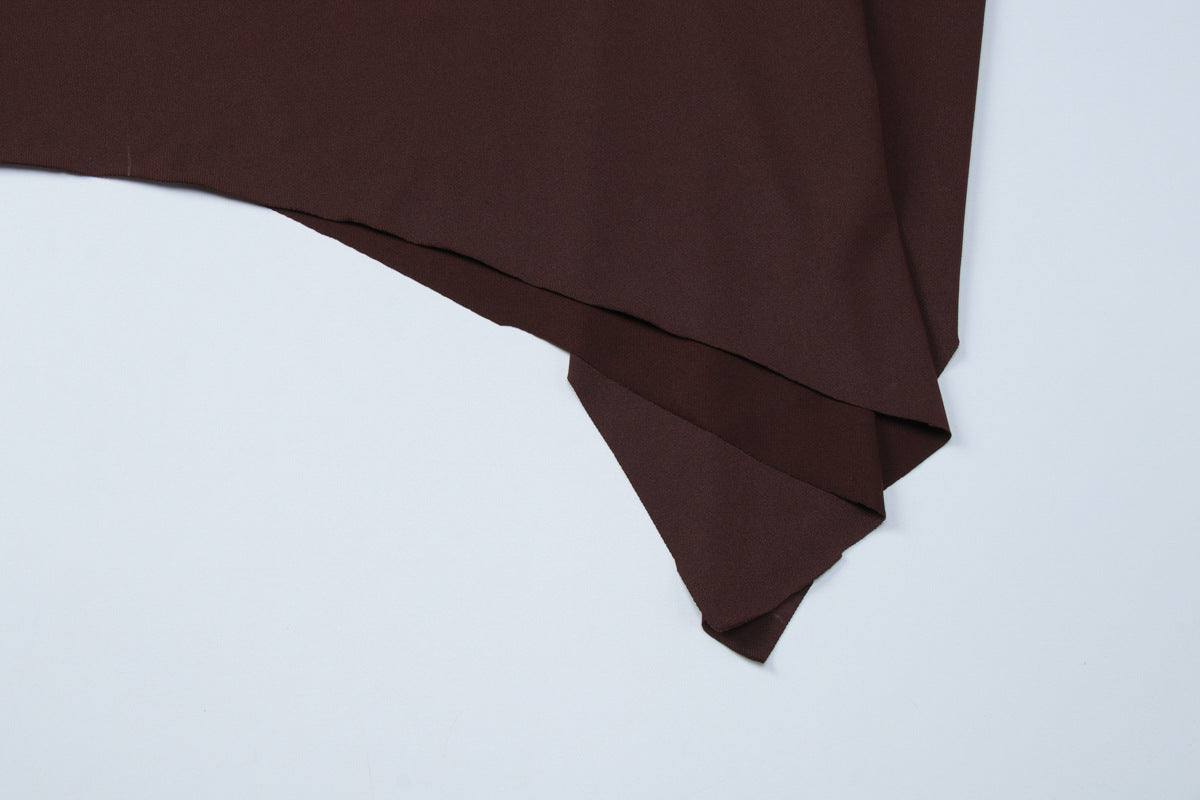 Summer Sexy Sexy Solid Color Camisole Pleated Irregular Asymmetric Skirt Two Piece Sets