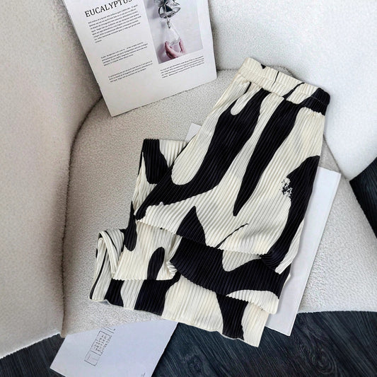 Loose Wide Leg Pants Summer High Waist Design Casual Printed Wide Leg Pants
