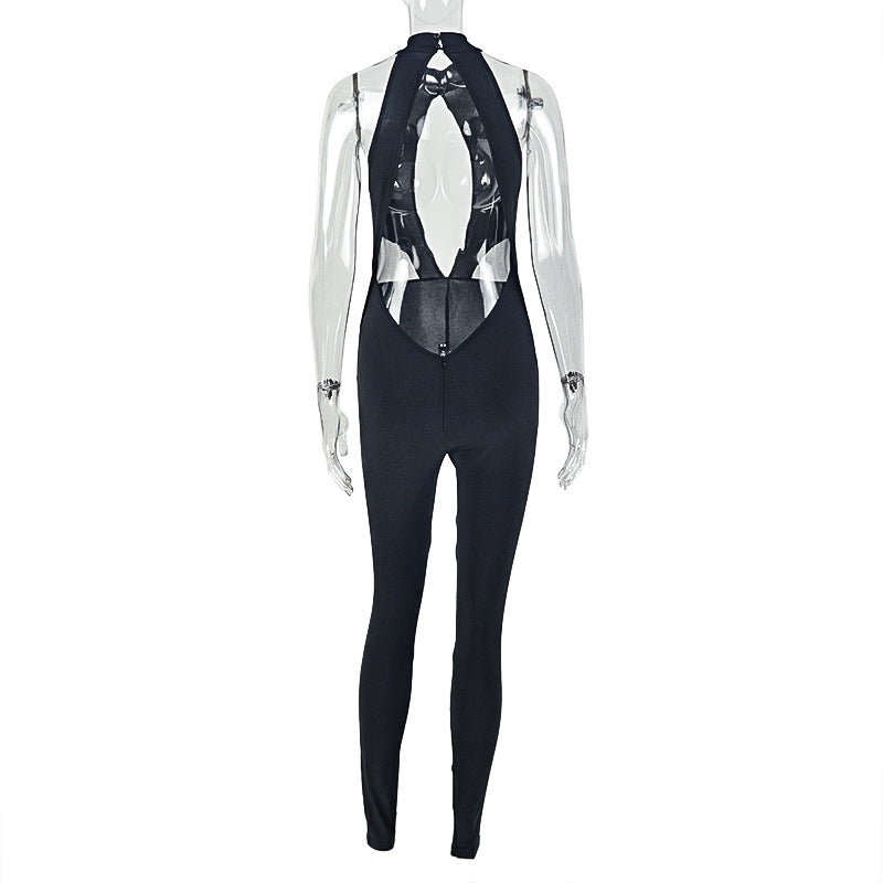 Women Clothing Hollow Out Cutout out Niche Sexy Solid Color Jumpsuit Slim Fit Thin Exercise Backless Jumpsuit