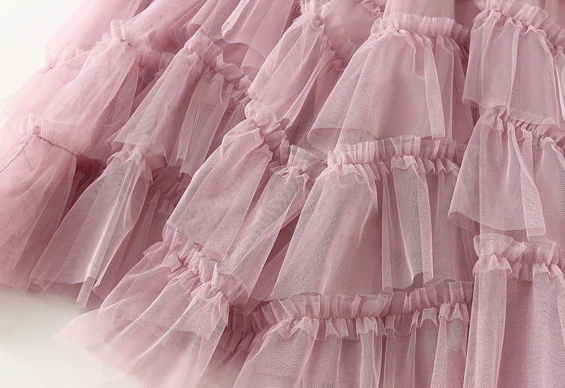 Skirt Summer Irregular Asymmetric Tulle Skirt Slimming High Waist Bubble Tiered Dress