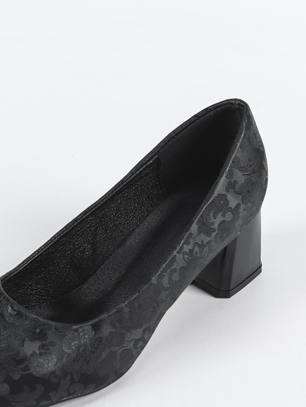 Square Toe Low Cut Chunky Heel Pattern Design Niche Women Work Shoes