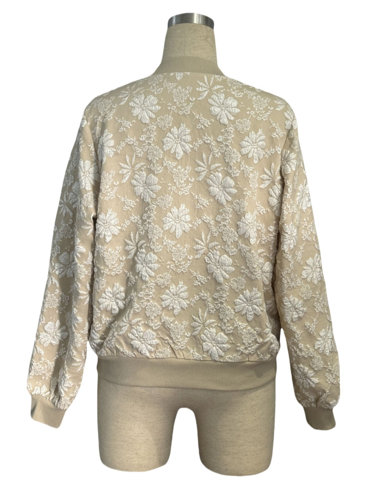 Autumn Winter Jacquard Weave Zip Jacket Loose Slimming Office Casual Top Coat