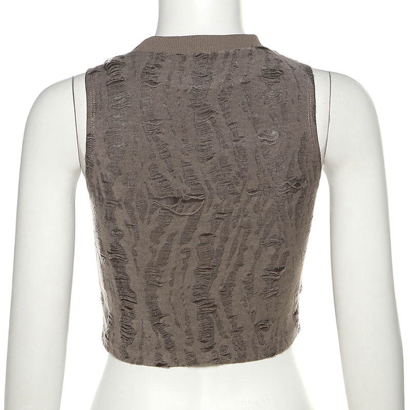 Women Clothing Summer Solid Color Street Sleeveless Matte Cropped Tank Top Women