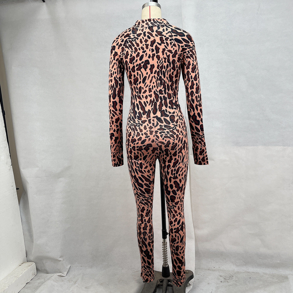 Women Clothing Autumn Winter Stand Collar Long Sleeve Waist Slimming Hip Lifting Jumpsuit Sports Fitness Running Women Clothing