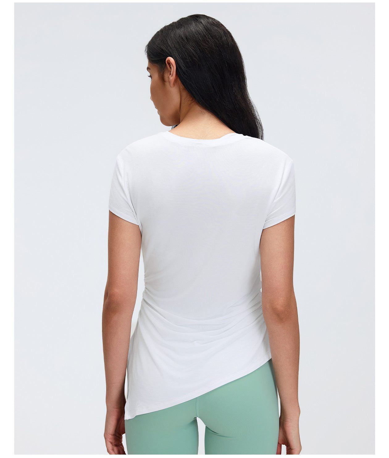 Summer round Neck Sports Short Sleeve Women Pleated Waist Tight Thin Yoga Wear Top Running Workout T shirt