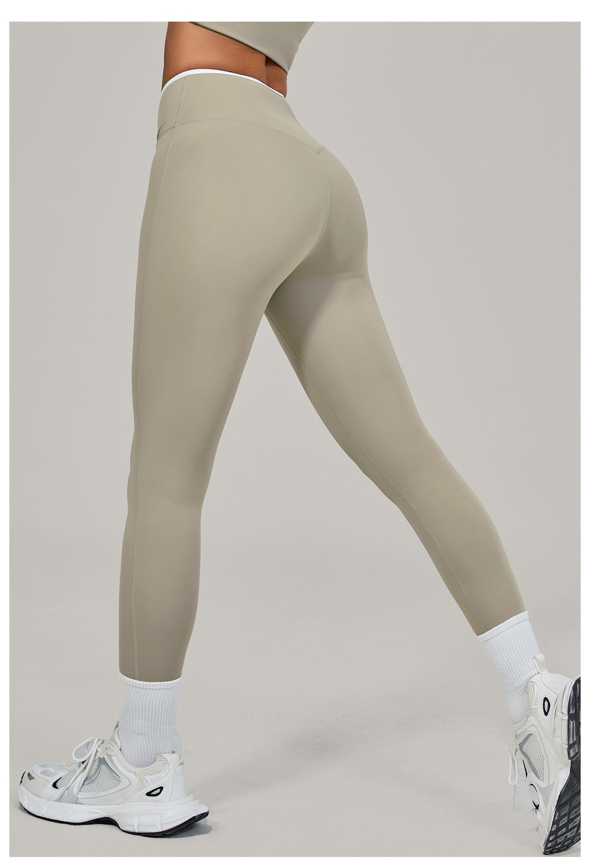 Nude Feel Skinny Yoga Pants Cross High Waist Contrast Color Tights Women Sports Running Fitness Pants