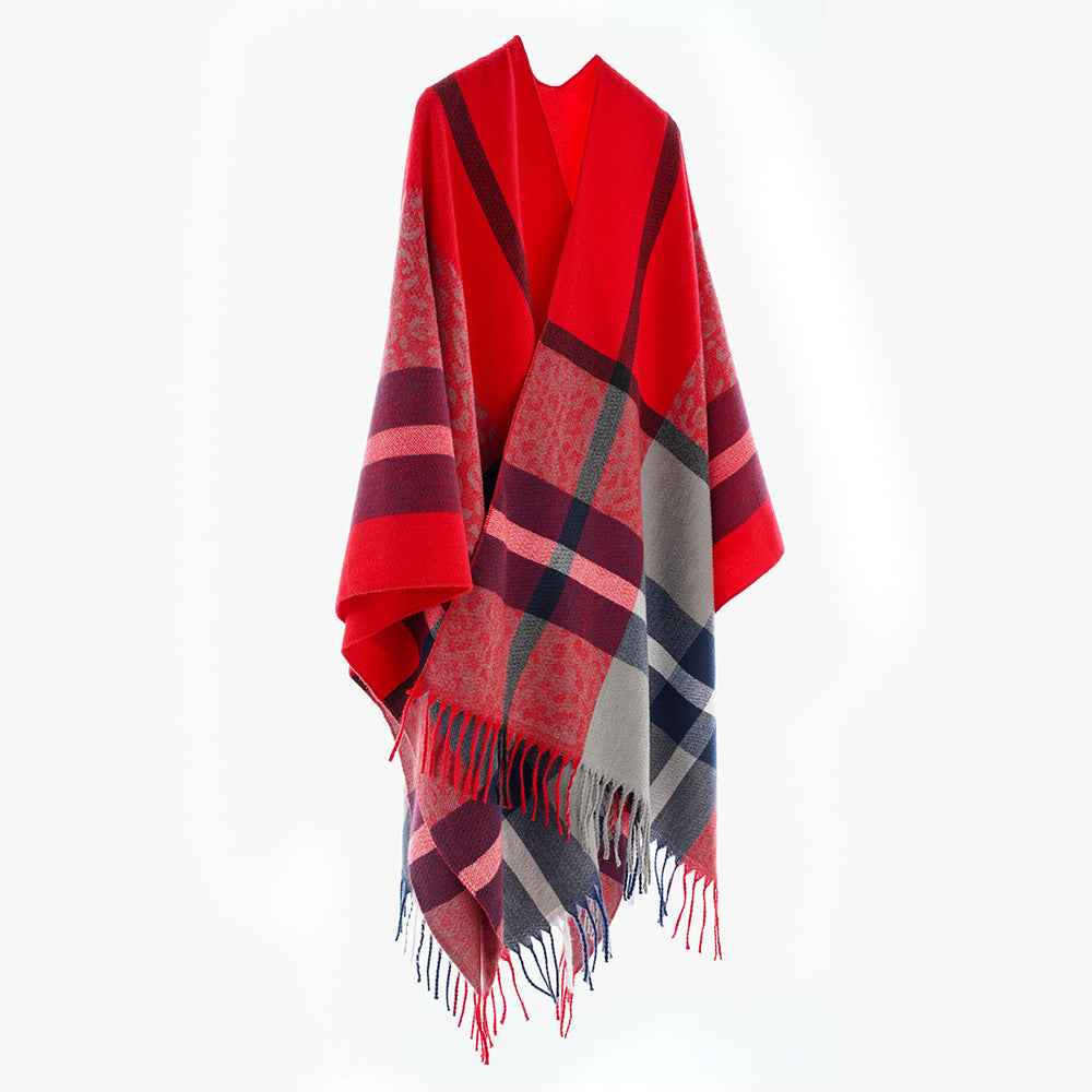 Arrival Shawl Women Plaid Shawl Cardigan Warm Tassel Outer Shawl